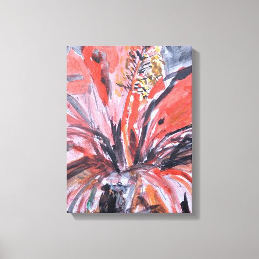 Rote Hibiskusblüte Expressionist Leinwanddruck (Vorderseite)