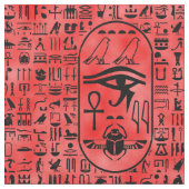 Rote Hieroglyphen Stoff (Nahaufnahme)