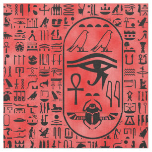 Rote Hieroglyphen Stoff