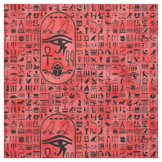 Rote Hieroglyphen Stoff (Muster)