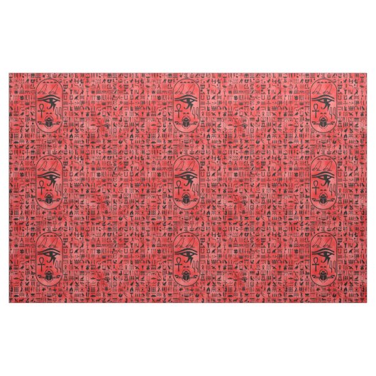 Rote Hieroglyphen Stoff (Fat Quarter (45,7 x 55,9 cm))