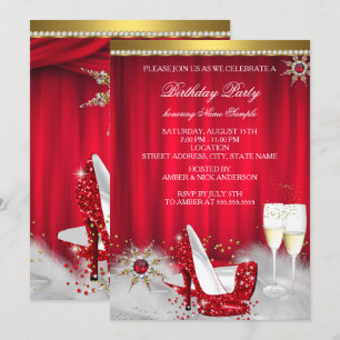 Rote High Heel-Schneeglöckchen Gold Champagner Einladung