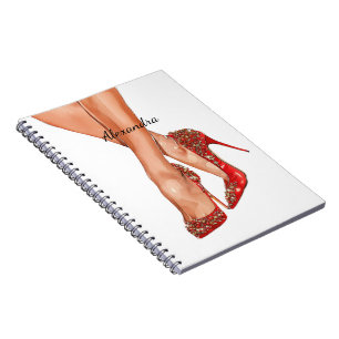 Rote High Heel Schuhe Beine Notizblock