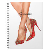 Rote High Heel Schuhe Beine Notizblock (Vorderseite)
