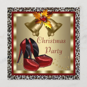 Rote High Heel Schuhe Leopard Weihnachtsfeier Einladung