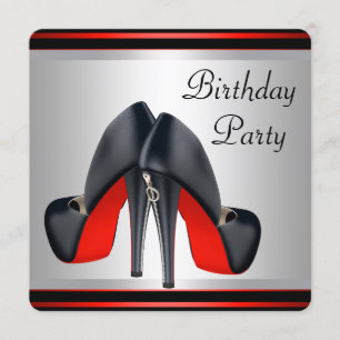 Rote High Heel Schuhe Rot und Schwarz Geburtstagsf Einladung