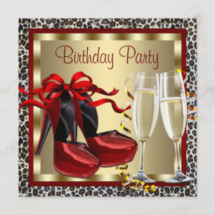 Rote High Heel Schuhe Roter Leopard Geburtstag Einladung