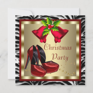 Rote High Heel Schuhe Rotes Zebra Weihnachtsfeier Einladung