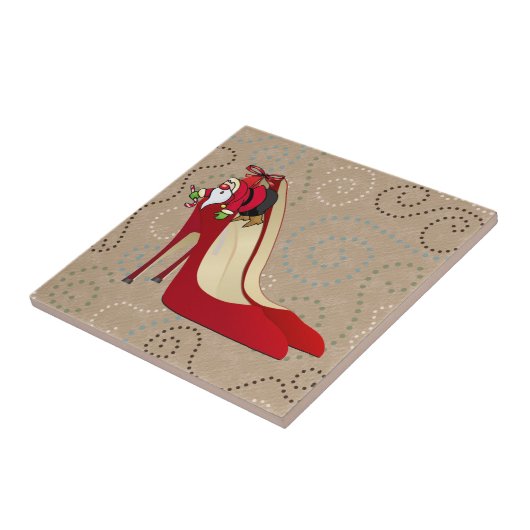 Rote High Heel Schuhe / Santa Elf Fliese (Seite)