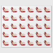 Rote High Heel Schuhe / Santa Elf Geschenkpapier (Flach)