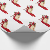 Rote High Heel Schuhe / Santa Elf Geschenkpapier (Ecke)