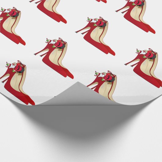Rote High Heel Schuhe / Santa Elf Geschenkpapier (Ecke)