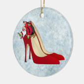 Rote High Heel Schuhe / Santa Elf Keramik Ornament (Links)