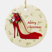 Rote High Heel Schuhe / Santa Elf Keramikornament (Hinten)