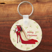 Rote High Heel Schuhe / Santa Elf Schlüsselanhänger (Vorderseite)