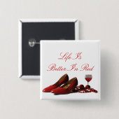 Rote High Heel Schuhe und Roter Wein Button (Vorne & Hinten)