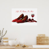 Rote High Heel Schuhe und Roter Wein Poster (Küche)