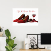 Rote High Heel Schuhe und Roter Wein Poster (Heimbüro)