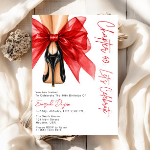 Rote High Heels mit Schleife zum 40. Geburtstag Pa Einladung