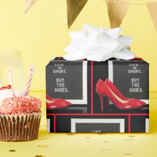 Rote High Heels mit Zeichen Geschenkpapier (Geburtstagsparty)