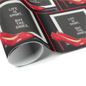 Rote High Heels mit Zeichen Geschenkpapier (Rolleneckpunkt)