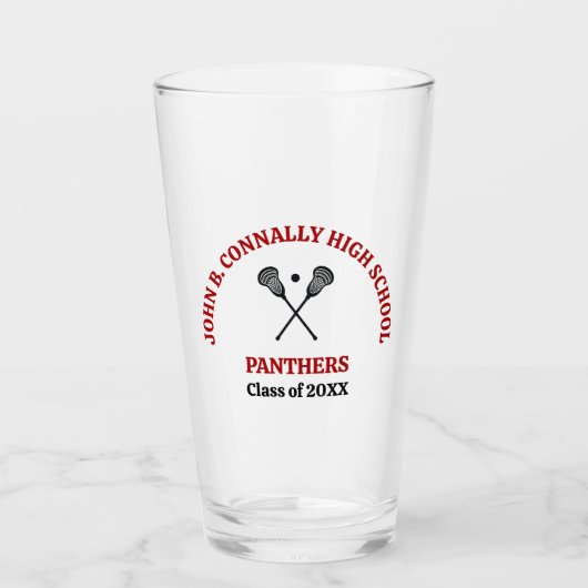 Rote High School Lacrosse-Mannschaft Personalisier Glas (Vorderseite)