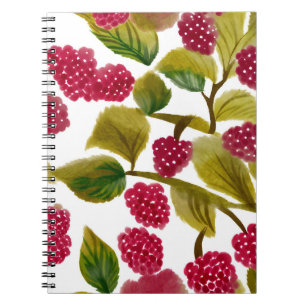 Rote Himbeeren   Aquarell-Frucht Notizblock
