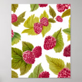 Rote Himbeeren Aquarellfrucht gestrichen Poster (Vorne)