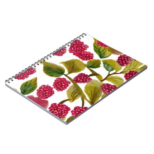 Rote Himbeeren | Aquarellfrucht Notizblock (Linke Seite)