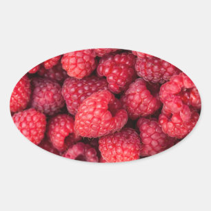 Rote Himbeeren, frisch Ovaler Aufkleber