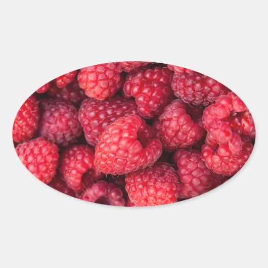 Rote Himbeeren, frisch Ovaler Aufkleber (Vorderseite)