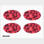 Rote Himbeeren, frisch Ovaler Aufkleber (Blatt)