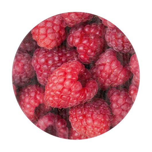 Rote Himbeeren, frisch Schneidebrett (Vorderseite)