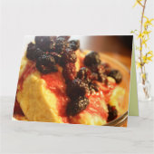 Rote Himbeertrappe, große Grußkarte Karte (Gelbe Blume)