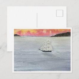 Rote Himmel bei Nacht, Seeleute glücklich Postkart Postkarte