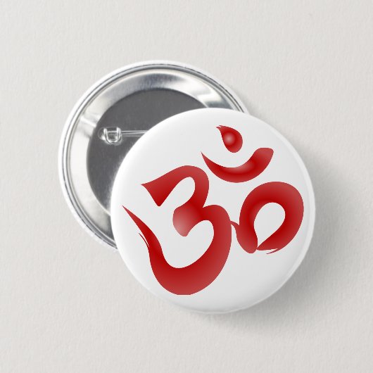 Rote hindische Symbol-OM-Om Devanagari Button (Vorne & Hinten)
