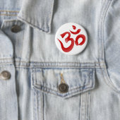Rote hindische Symbol-OM-Om Devanagari Button (Beispiel)