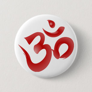 Rote hindische Symbol-OM-Om Devanagari Button