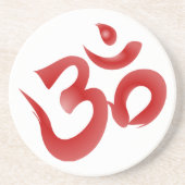 Rote hindische Symbol-OM-Om Devanagari Getränkeuntersetzer (Vorne)