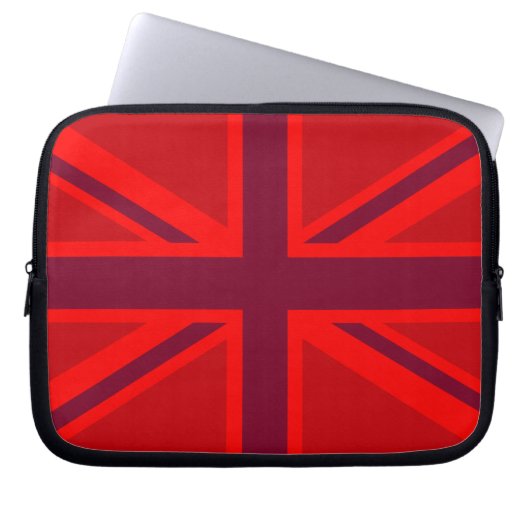 Rote Hintergrundfarbe British Union Jack Laptopschutzhülle (Vorderseite)