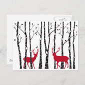 Rote Hirsche im Birkenwald Postkarte (Vorne/Hinten)