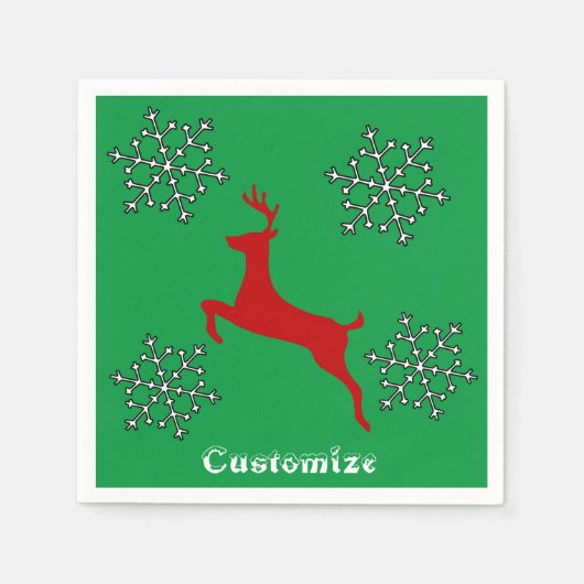 Rote Hirschschschneeflocken springen Thunder_Cove Serviette (Vorderseite)