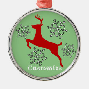 Rote Hirschschschneeflocken, Thunder_Cove Ornament Aus Metall