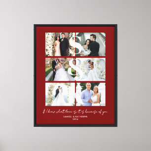 Rote Hochzeit 6 Foto-Collage Monogramm Namen Leinwanddruck