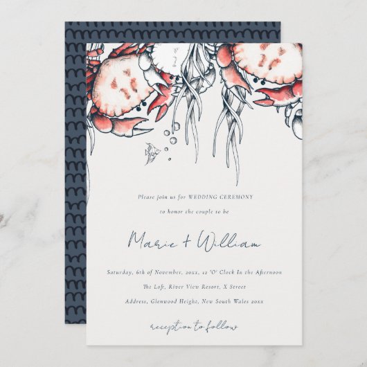 Rote Hochzeit der Marine Einladung (Vorne/Hinten)