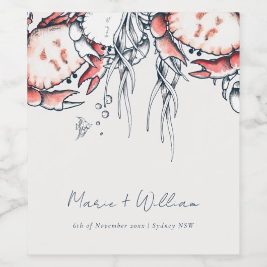 Rote Hochzeit der Marine Weinetikett (Einzelnes Label)