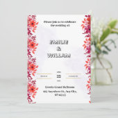 Rote Hochzeit Einladung mit ästhetischer Wasserfar (Stehend Vorderseite)