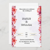 Rote Hochzeit Einladung mit ästhetischer Wasserfar (Vorne/Hinten)