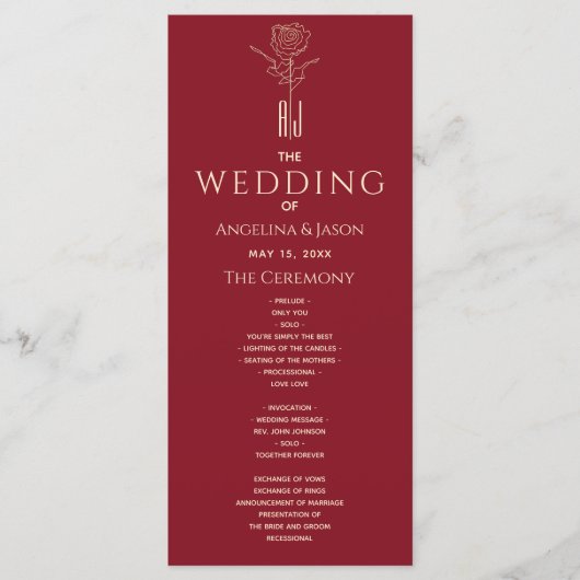 Rote Hochzeit Programm (Vorderseite)