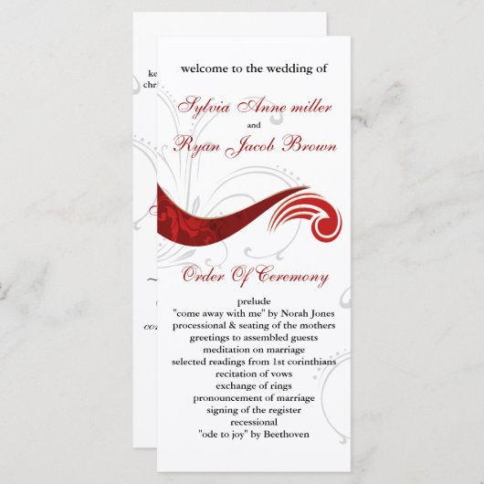 Rote Hochzeit Programm (Vorne/Hinten)